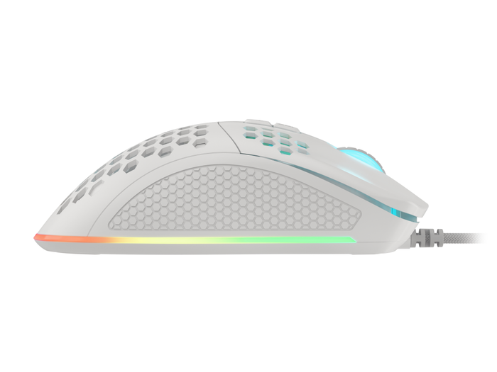 GENESIS Ratón Gaming Krypton 555, Óptico 8000 DPI, USB Tipo A, Mano Derecha, 7 Botones Programables, Iluminación RGB, Sensor Pixart PAW3333, Ultraligero 70g, Blanco