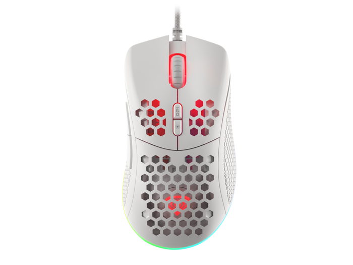 GENESIS Ratón Gaming Krypton 555, Óptico 8000 DPI, USB Tipo A, Mano Derecha, 7 Botones Programables, Iluminación RGB, Sensor Pixart PAW3333, Ultraligero 70g, Blanco