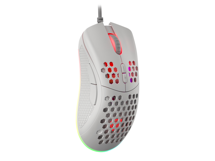 GENESIS Ratón Gaming Krypton 555, Óptico 8000 DPI, USB Tipo A, Mano Derecha, 7 Botones Programables, Iluminación RGB, Sensor Pixart PAW3333, Ultraligero 70g, Blanco