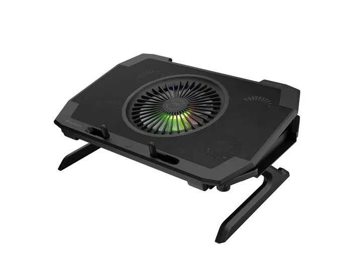 Genesis Oxid 850 - Base Refrigeradora para Portátil Gaming RGB con 5 Ventiladores, Ajuste de Altura, para Pantallas hasta 17.3", USB 2.0, Negro