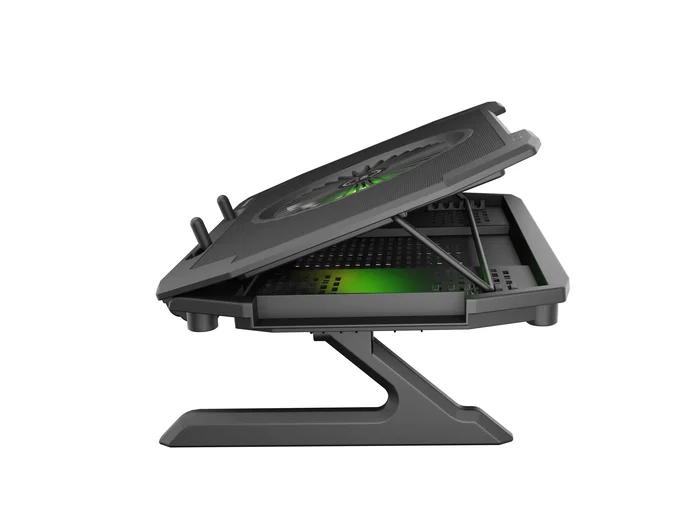 Genesis Oxid 850 - Base Refrigeradora para Portátil Gaming RGB con 5 Ventiladores, Ajuste de Altura, para Pantallas hasta 17.3", USB 2.0, Negro
