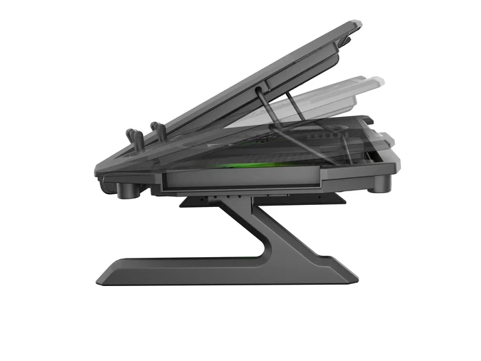 Genesis Oxid 850 - Base Refrigeradora para Portátil Gaming RGB con 5 Ventiladores, Ajuste de Altura, para Pantallas hasta 17.3", USB 2.0, Negro