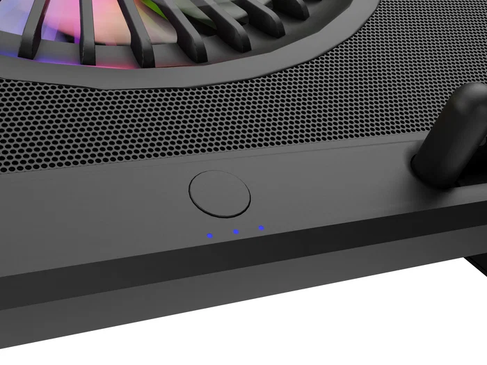 Genesis Oxid 850 - Base Refrigeradora para Portátil Gaming RGB con 5 Ventiladores, Ajuste de Altura, para Pantallas hasta 17.3", USB 2.0, Negro
