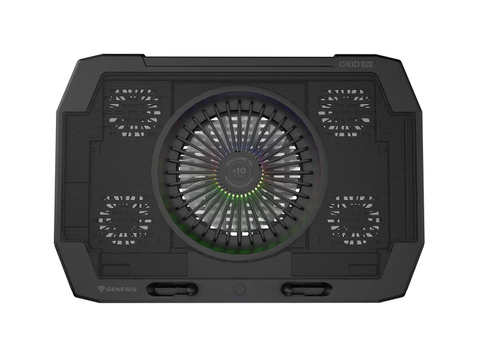 Genesis Oxid 850 - Base Refrigeradora para Portátil Gaming RGB con 5 Ventiladores, Ajuste de Altura, para Pantallas hasta 17.3", USB 2.0, Negro