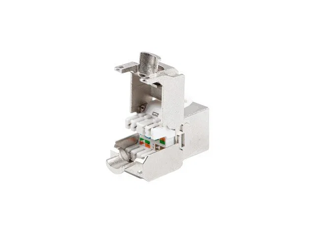 Lanberg KSF7-2000 Módulo Conector RJ-45 a LSA, 180° Plano, Acero Inoxidable, Cat7 FTP/F-UTP para Cable 22/26 AWG