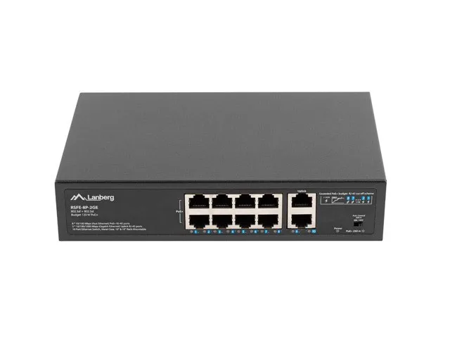 LANBERG RSFE-8P-2GE-120 Switch No Administrado 10 Puertos PoE+ LANBERG RSFE-8P-2GE-120 Switch No Administrado 10 Puertos PoE+