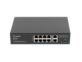 LANBERG RSFE-8P-2GE-120 Switch No administrado Gigabit Ethernet (10/100/1000) con PoE, Montaje en Rack 1U Negro