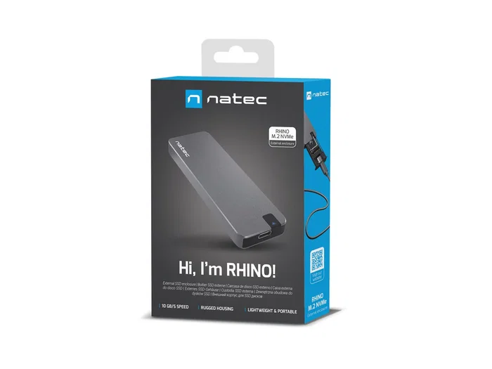 NATEC Rhino M.2 NVME Caja externa para SSD de aluminio, Negro