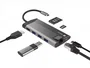 Natec Fowler Plus Hub USB-C con 3 Puertos USB 3.0, HDMI 4K, RJ45 Ethernet, Lector SD/MicroSD y Power Delivery - Negro/Gris
