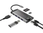 Natec Fowler Plus Hub USB-C con 3 Puertos USB 3.0, HDMI 4K, RJ45 Ethernet, Lector SD/MicroSD y Power Delivery - Negro/Gris