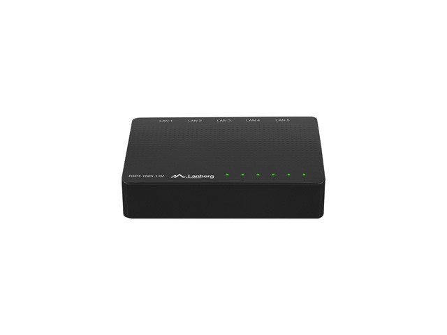 LANBERG DSP2-1005-12V Switch de red 5 Puertos Gigabit Ethernet Negro