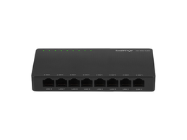 Lanberg DSP2-1008-12V Switch de Red No Administrado 8 Puertos Gigabit Ethernet (10/100/1000), Fuente 12V Incluida, Color Negro