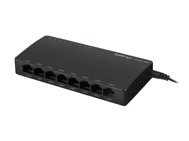 LANBERG DSP2-1008-12V Switch No Administrado 8 Puertos Gigabit Ethernet 12V Negro
