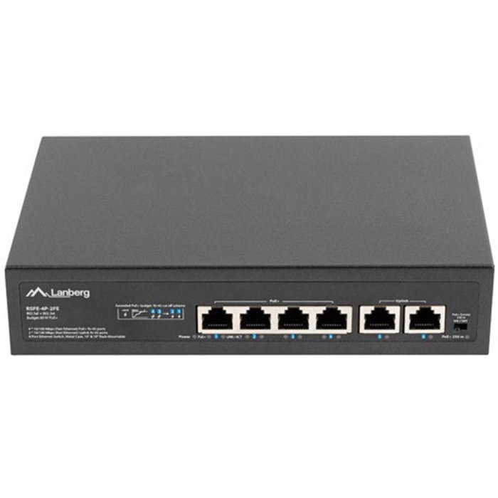 Lanberg RSFE-4P-2FE-60 Switch de 6 puertos con PoE+