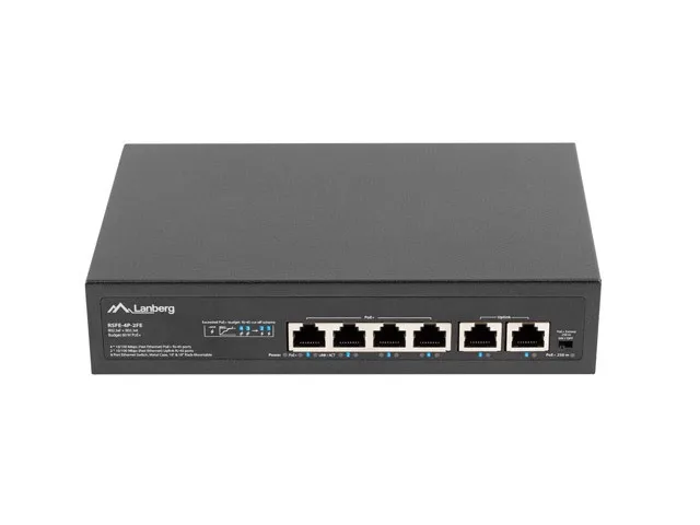 Lanberg RSFE-4P-2FE-60 Switch Fast Ethernet 6 Puertos PoE+