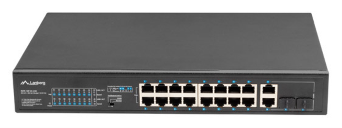 LANBERG RSFE-16P-2C-250 Switch No Administrado de 18 Puertos con 16 Puertos PoE+
