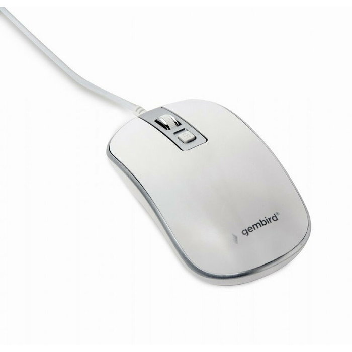 Gembird MUS-4B-06-WS Ratón Óptico Ambidextro Blanco y Plata