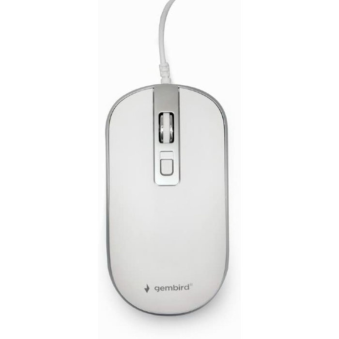 Gembird MUS-4B-06-WS Ratón Óptico Ambidextro Blanco y Plata