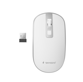 GEMBIRD MUSW-4B-06-WS Ratón de Oficina Ambidextro RF Inalámbrico Óptico 1600 DPI Plata Blanco