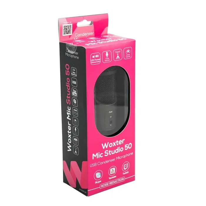 Woxter Mic Studio 50 Micrófono de estudio Negro con Trípode Woxter Mic Studio 50 Micrófono de estudio Negro con Trípode