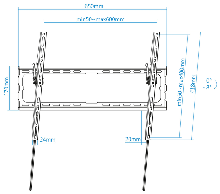 Tooq Soporte de Pared Inclinable LP1081T-B para TV de 37'' a 80''