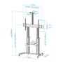 TooQ Soporte de Suelo para TV FS20300M-B, Pantallas 60-100 Pulgadas, VESA hasta 1000x600, 100 kg, Altura Ajustable 1200-1650 mm, Plata