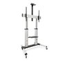 TooQ Soporte de Suelo para TV FS20300M-B, Pantallas 60-100 Pulgadas, VESA hasta 1000x600, 100 kg, Altura Ajustable 1200-1650 mm, Plata