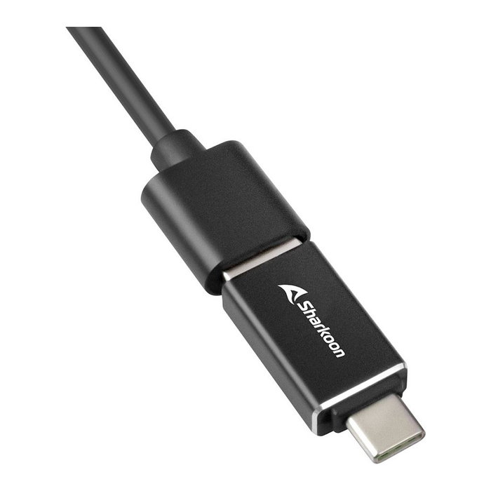Sharkoon Hub USB 3.2 Gen 1 con 3 Puertos Tipo-A y Ethernet, Negro, Aluminio