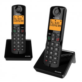 Alcatel S280 DUO Teléfono DECT con manos libres e identificador de llamadas, Negro