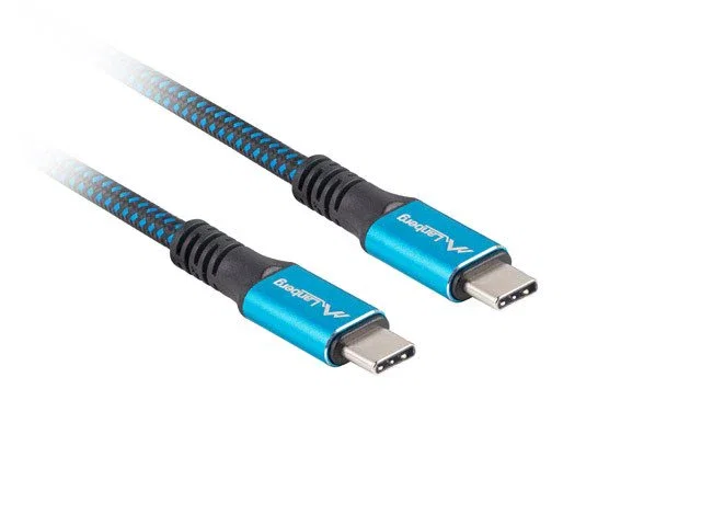 Lanberg CA-CMCM-45CU-0005-BK Cable USB-C Macho/Macho 0.5m USB4 Gen 2x2 40 Gbps PD 100W 8K 30Hz Negro/Azul