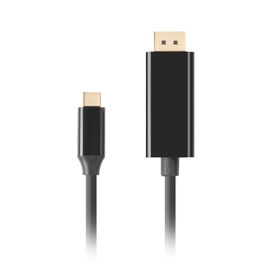 Lanberg CA-CMDP-10CU-0010-BK Cable USB Tipo C a DisplayPort 1.2 1m - 4K @60Hz, HDR, DPCP, 21.6 Gbps, Conectores Dorados, Color Negro