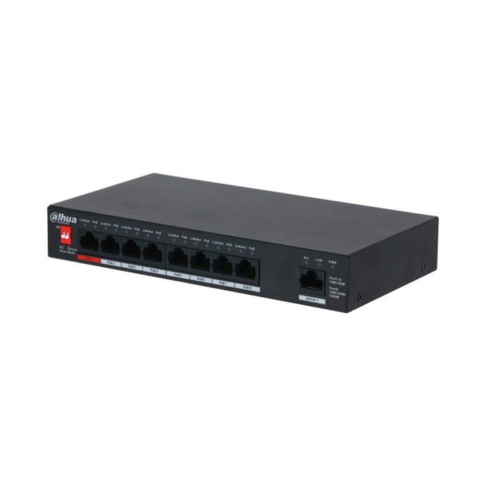 Dahua Switch HI-POE 2.0 DH-PFS3009-8ET1GT-96-V2 con 8 puertos PoE y 1 Uplink