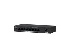 Dahua Switch PFS3009-8ET-96 - Switch PoE 8 Puertos Fast Ethernet No Gestionado, Presupuesto PoE 96W, IEEE 802.3af/at, Capa L2, Negro