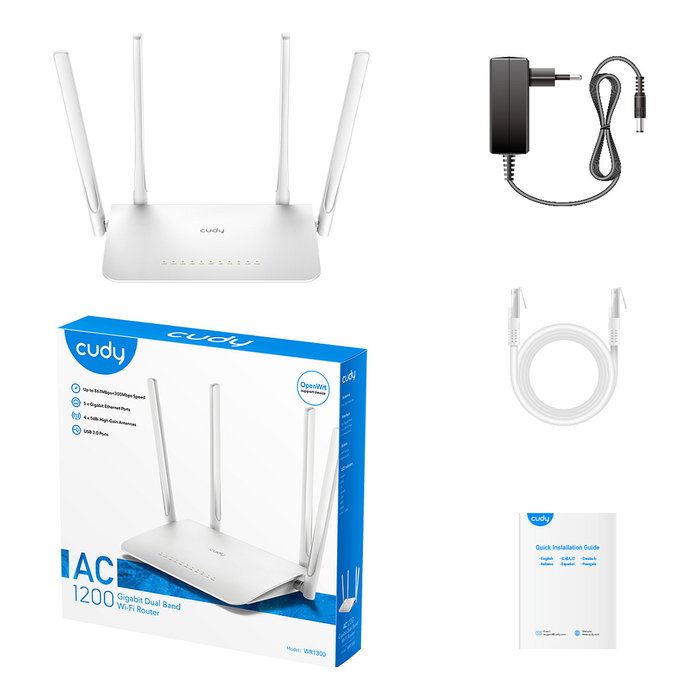 Cudy AC1200 Gigabit Wi-Fi Mesh Router Doble Banda 2.4 GHz 5 GHz Wi-Fi 5 802.11ac