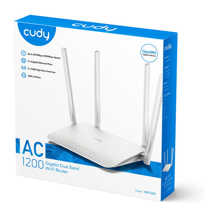 Cudy AC1200 Gigabit Wi-Fi Mesh Router Doble Banda 2.4 GHz 5 GHz Wi-Fi 5 802.11ac