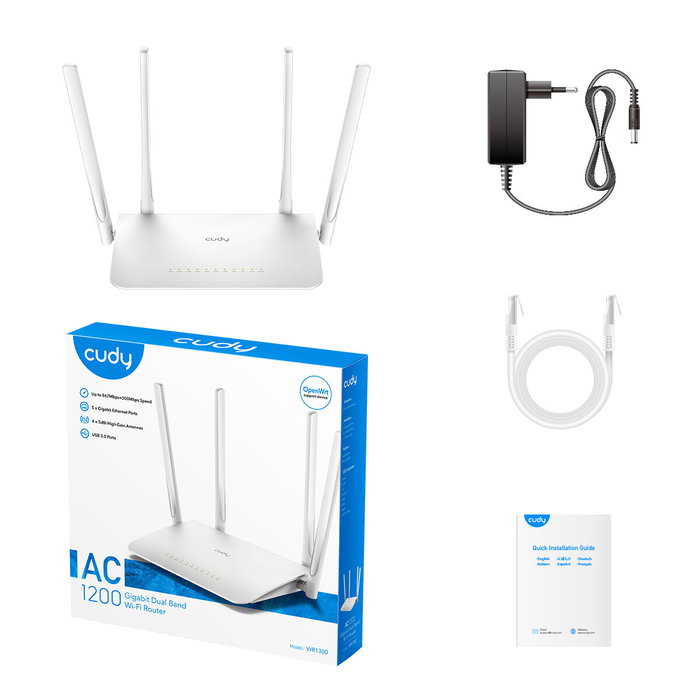 Cudy WR1300 Router Wi-Fi 5 de Doble Banda Gigabit Ethernet Blanco