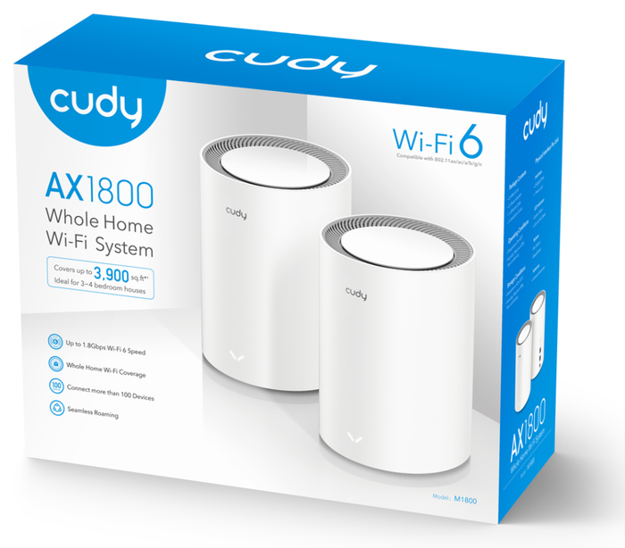 Cudy AX1800 Sistema de malla Wi-Fi 6 Doble banda 2,4 GHz / 5 GHz Blanco 2 unidades