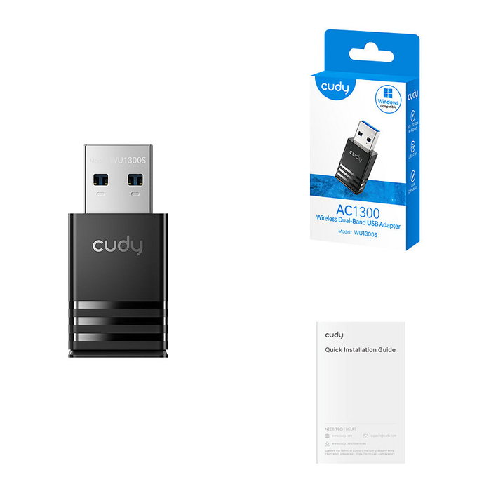 Cudy WU1300S AC1300 Wi-Fi USB 3.0 Adaptador Inalámbrico Doble Banda Negro