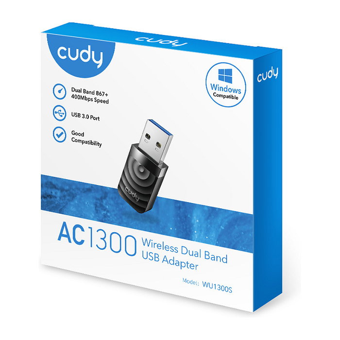 Cudy WU1300S Adaptador Wi-Fi USB 3.0 AC1300 Doble Banda 867 Mbps Wi-Fi 5 (802.11ac) Negro Cudy WU1300S Adaptador Wi-Fi USB 3.0 AC1300 Doble Banda 867 Mbps Wi-Fi 5 (802.11ac) Negro