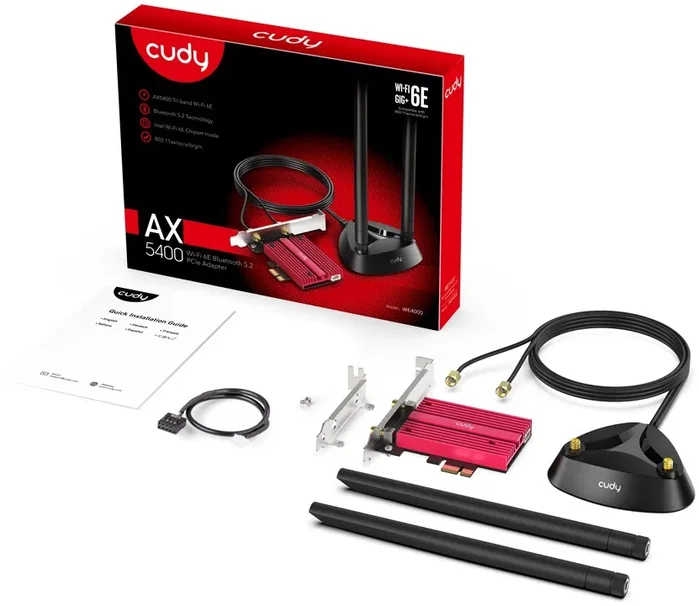 Cudy WE4000 Adaptador de Red Interno Wi-Fi 6 Tribanda y Bluetooth 5.3 Cudy WE4000 Adaptador de Red Interno Wi-Fi 6 Tribanda y Bluetooth 5.3