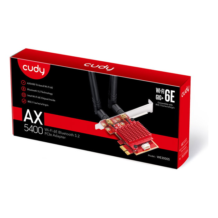 Cudy AX5400 Wi-Fi 6E Adaptador PCI Express Inalámbrico Bluetooth 5.2 Tribanda