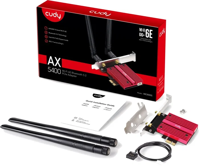 Cudy WE3000S Adaptador de red Wi-Fi 6E PCI Express con Bluetooth 5.3