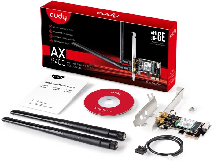 Cudy WE3000 Adaptador Wi-Fi 6E y Bluetooth 5.2 PCI Express