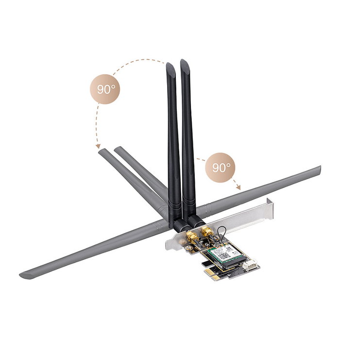 Cudy AX3000 Adaptador Wi-Fi 6 PCI Express Interno, Wi-Fi 6E (802.11ax), Bluetooth 5.2, para PC
