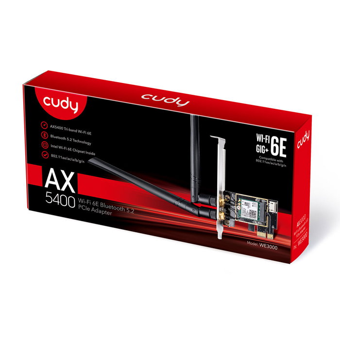 Cudy WE3000 Adaptador Wi-Fi 6E y Bluetooth 5.2 PCI Express