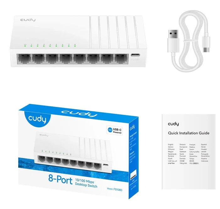 Cudy FS108D Switch de escritorio de 8 puertos Fast Ethernet (10/100 Mbps) Cudy FS108D Switch de escritorio de 8 puertos Fast Ethernet (10/100 Mbps)