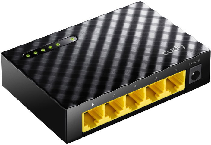 Cudy GS105D Switch de red no administrado de 5 puertos Gigabit Ethernet, Negro