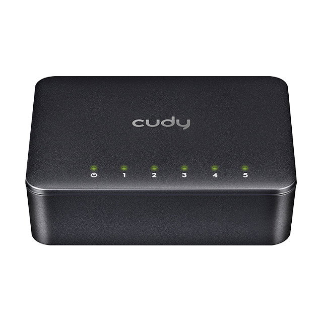 Cudy GS105D - Conmutador de Red Gigabit Ethernet 5 Puertos, Full Duplex, Plug & Play, 10/100/1000 Mbps, Negro