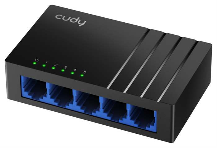 Cudy GS105D Switch de red no administrado de 5 puertos Gigabit Ethernet, Negro