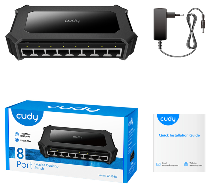 Cudy GS108D Switch Gigabit Ethernet 8 Puertos 10/100/1000 Negro